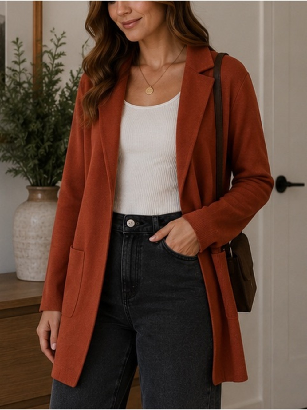 NWOT Rust Open-Front Women’s Knit Cardigan Sweater